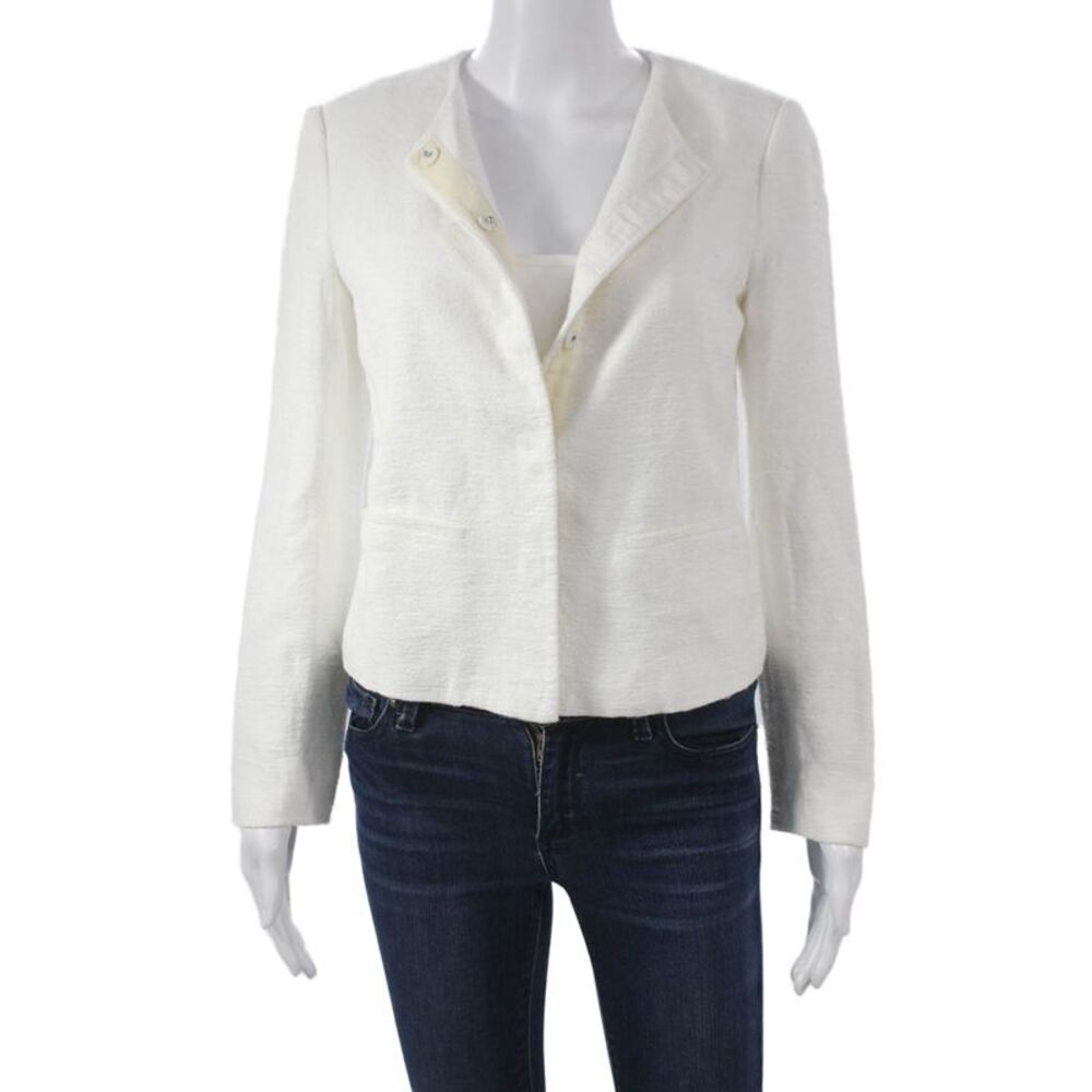 Vince Women Basic Jacket White Button Long Sleeve Size XS